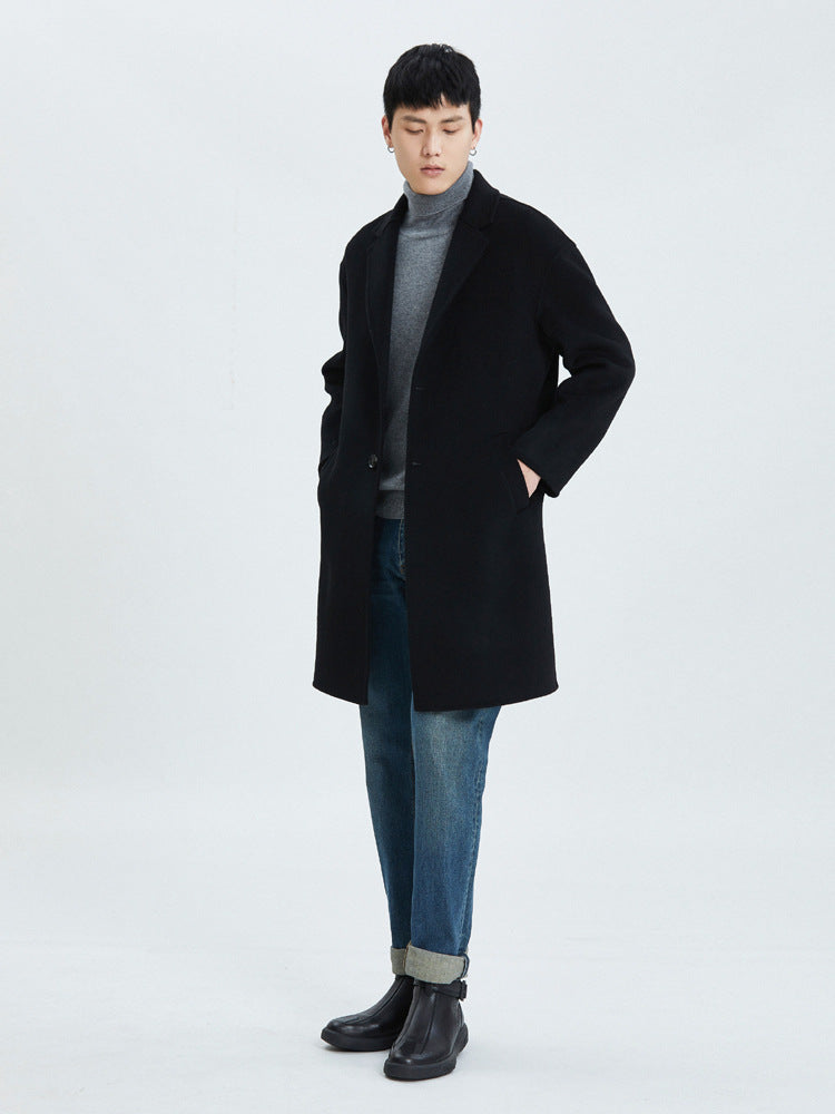 New style wool double-faced coat men's medium-length suit collar coat