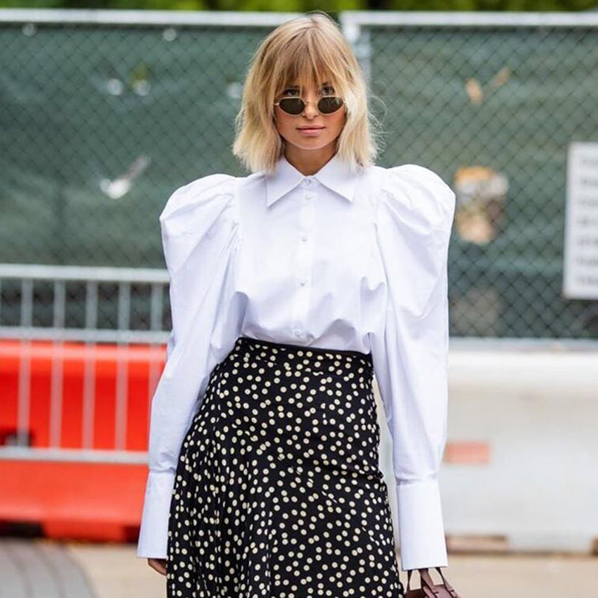 French White Puff Sleeve Shirt