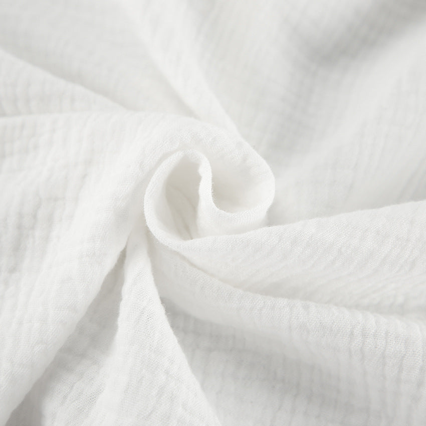 French balloon sleeve loose casual cotton crepe shirt