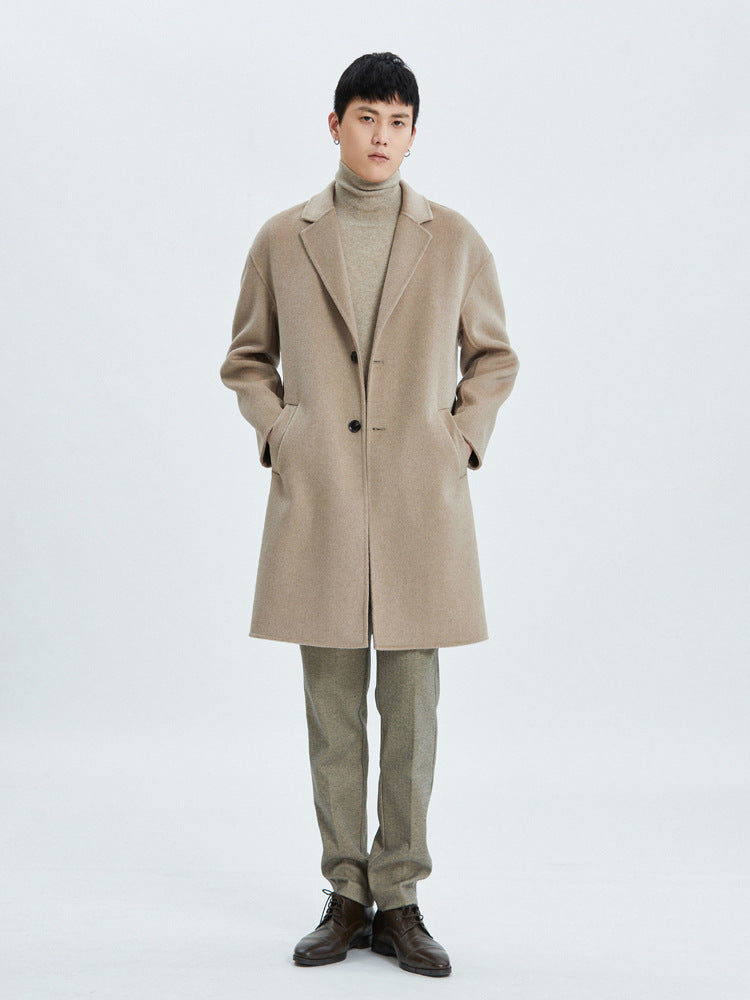 New style wool double-faced coat men's medium-length suit collar coat