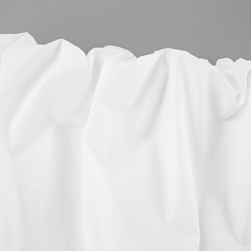 White lapel sexy navel-baring design asymmetric sleeve shirt