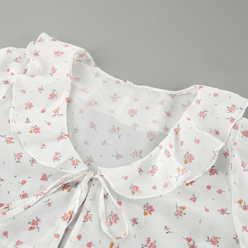 French elegant chiffon printed shirt