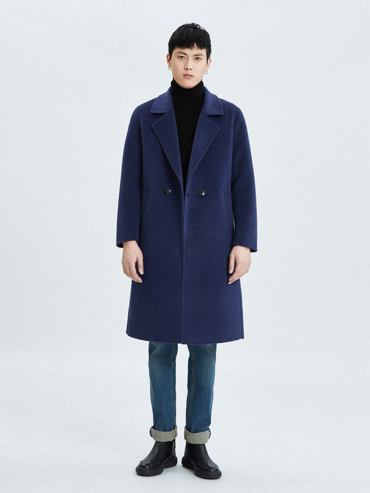Men's winter thickened mid-length double-faced wool coat
