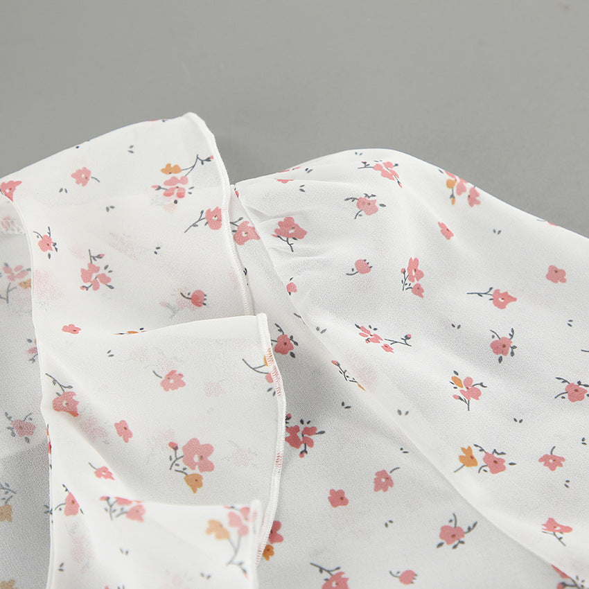 French elegant chiffon printed shirt