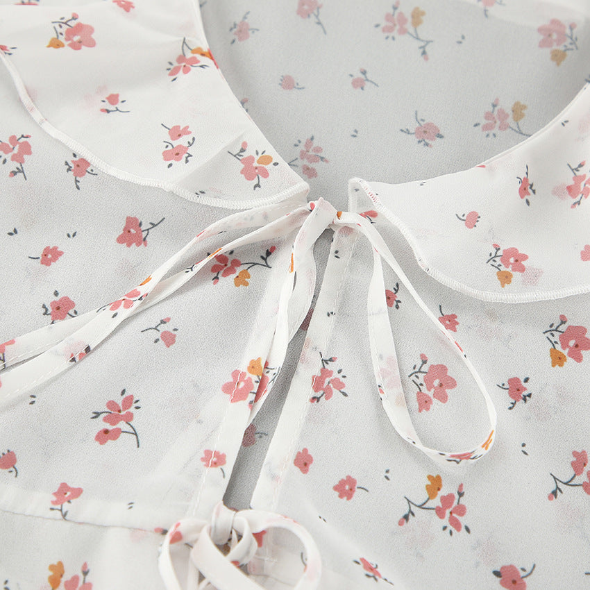 French elegant chiffon printed shirt