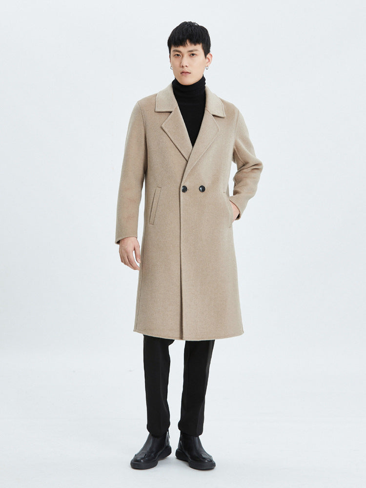 Men's winter thickened mid-length double-faced wool coat