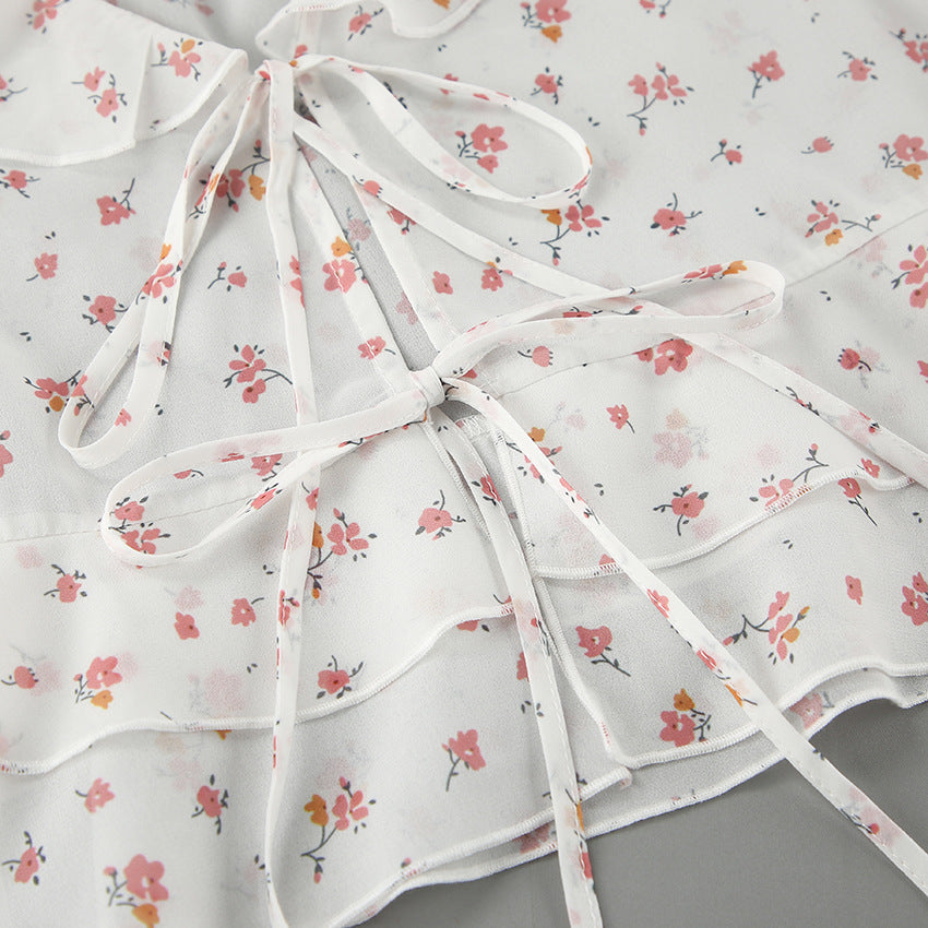 French elegant chiffon printed shirt