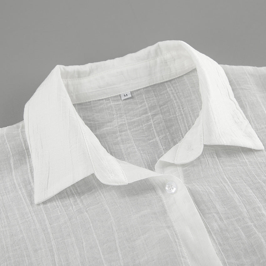 Spring and summer white shirt bow shirt top