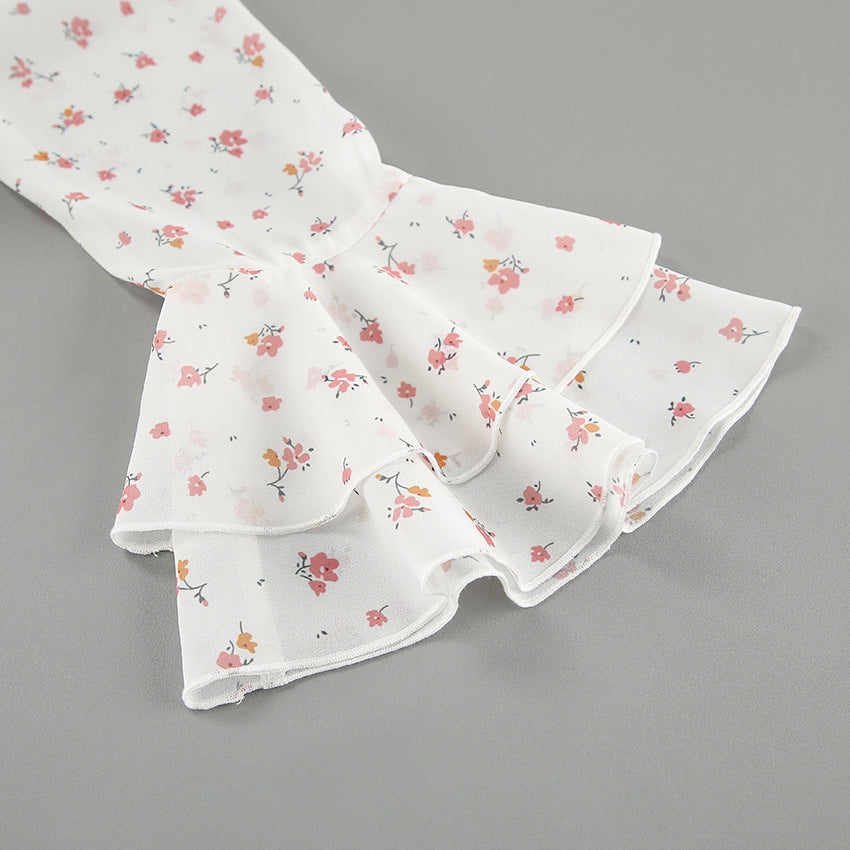 French elegant chiffon printed shirt