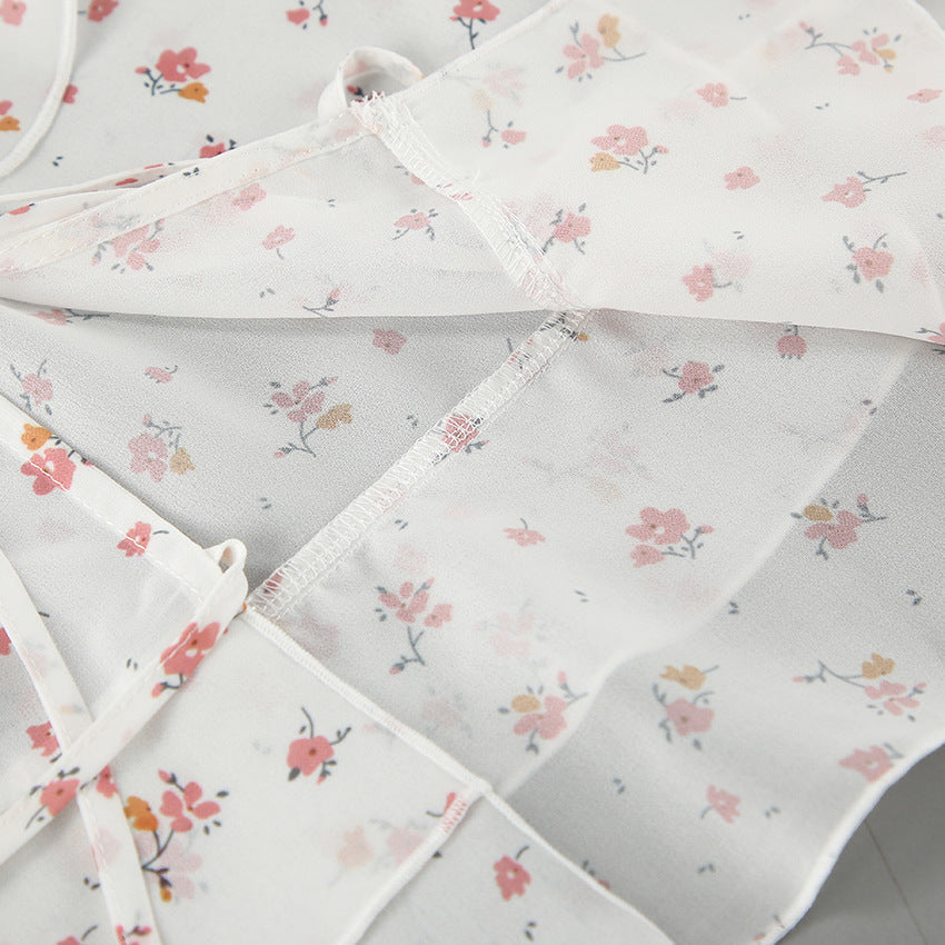 French elegant chiffon printed shirt