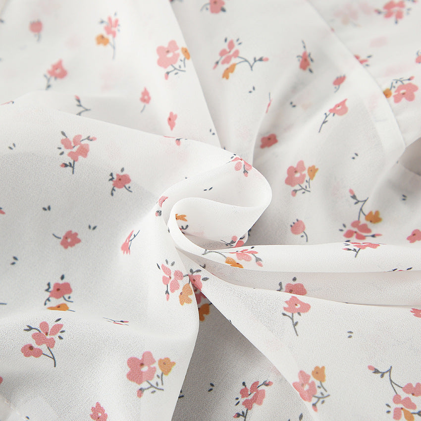 French elegant chiffon printed shirt