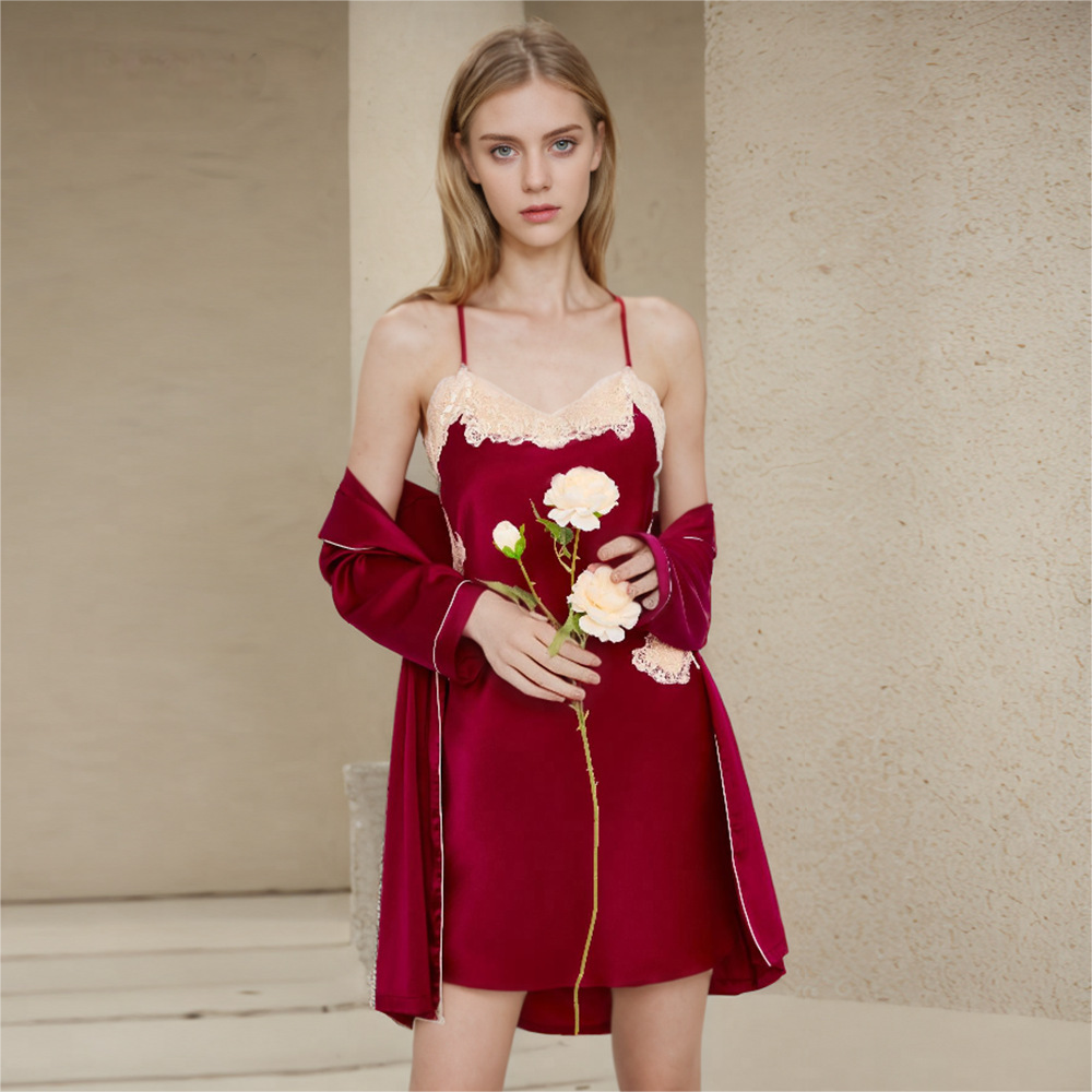 Silk Nightdress 100% Mulberry Silk Red Nightgown