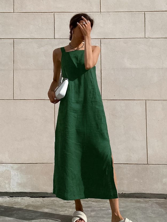 Cotton and linen sleeveless dress