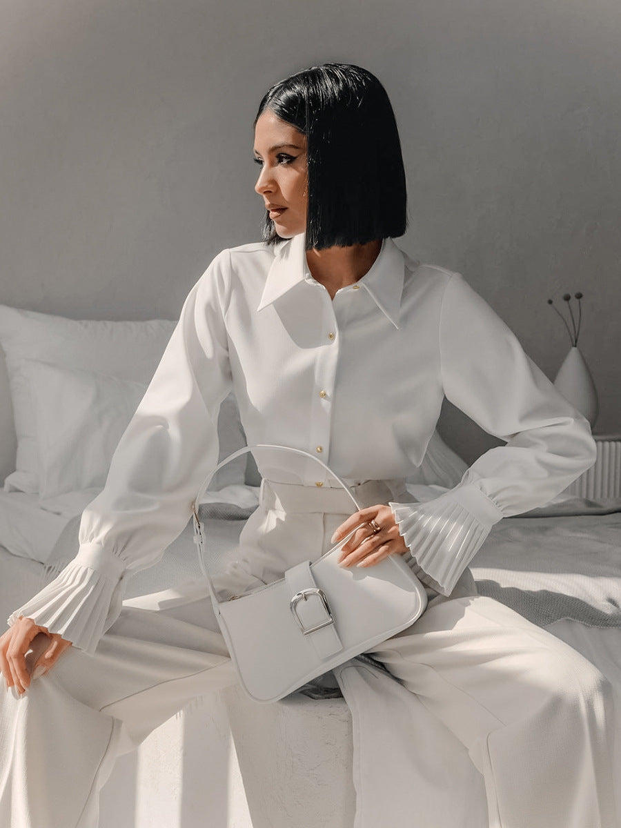 Fashionable design bell sleeve shirt