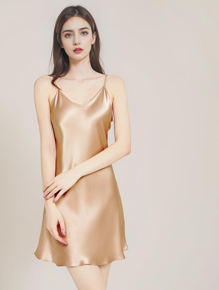 Simple home wear silk suspender skirt