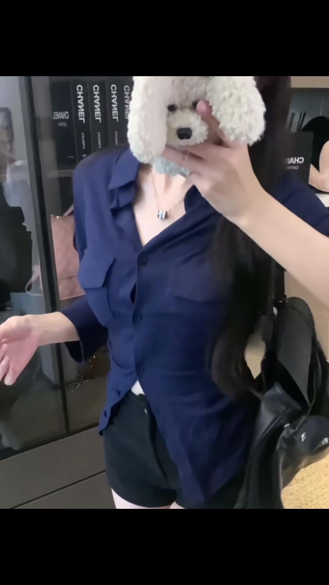 Pure sexy lapel long sleeve shirt