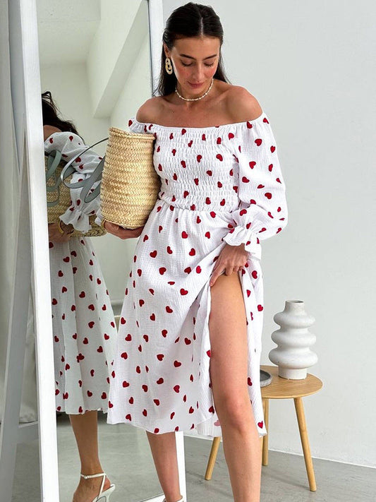 New Fashion Love Heart Sexy Loose Slit Dress