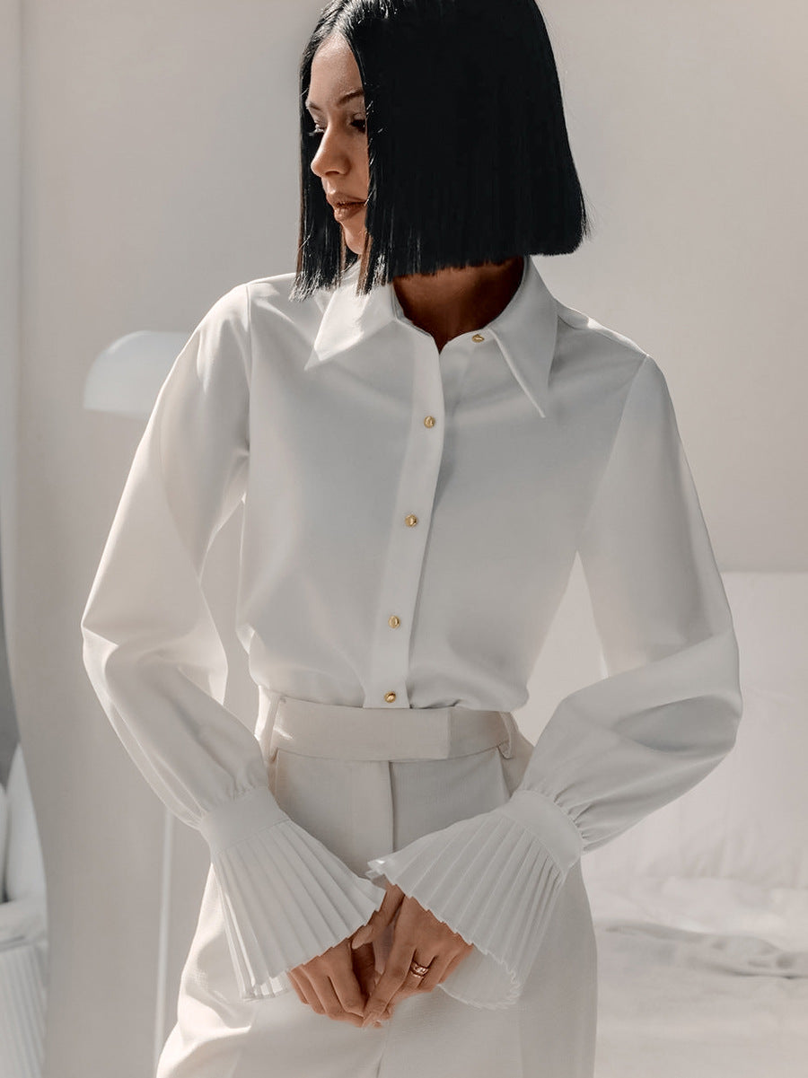 Fashionable design bell sleeve shirt