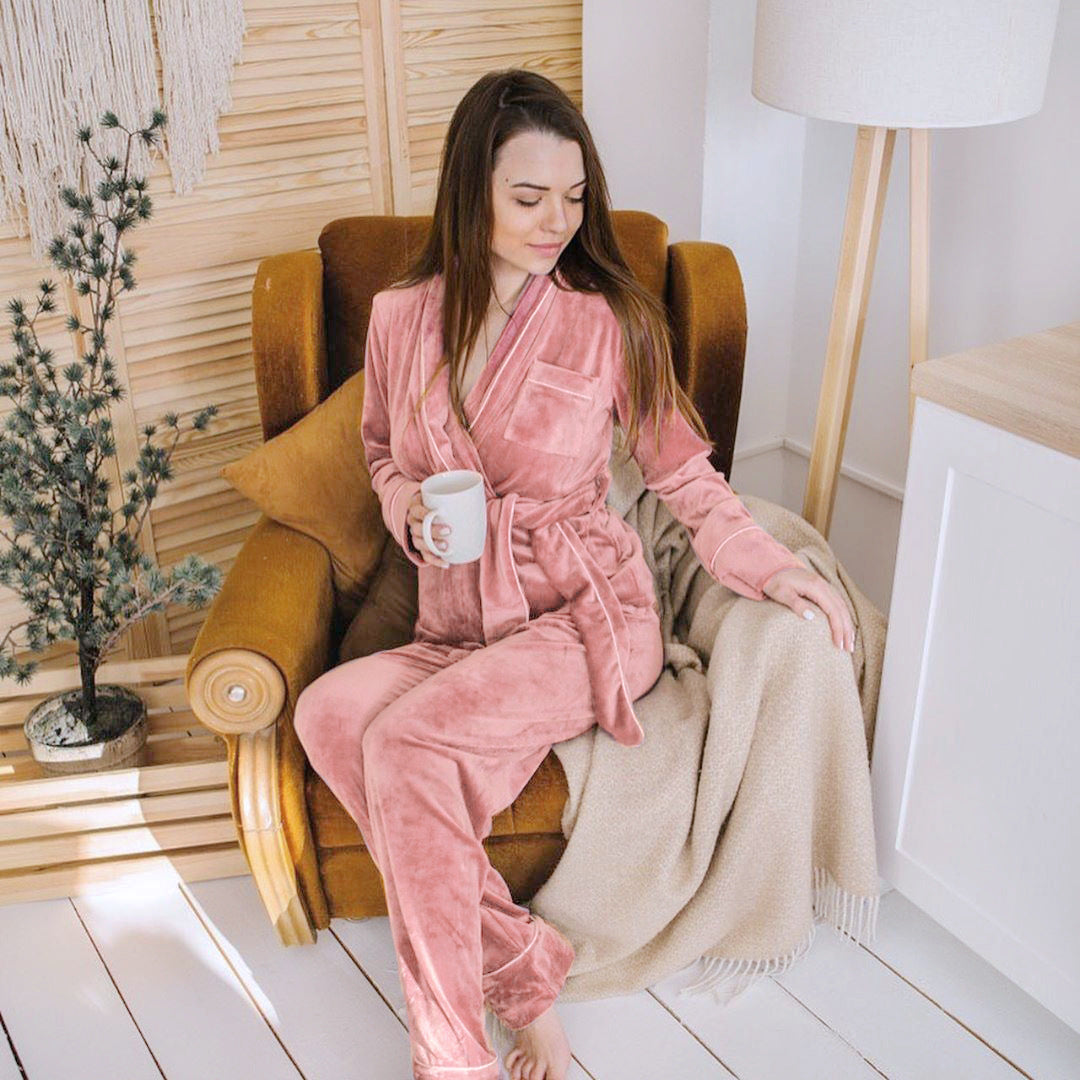 New knitted long-sleeved trousers nightgown