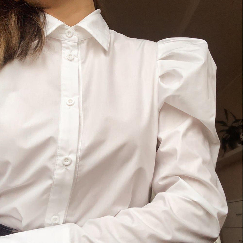 French White Puff Sleeve Shirt