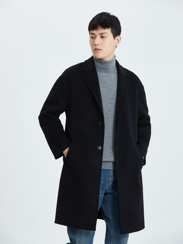 New style wool double-faced coat men's medium-length suit collar coat
