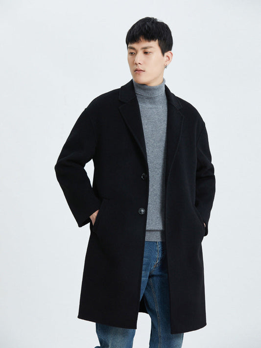 New style wool double-faced coat men's medium-length suit collar coat