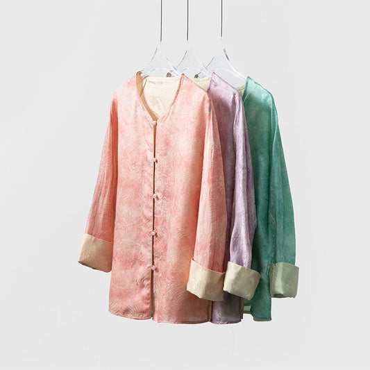 Double-sided plant-dyed silk light Chinese style jacquard jacket