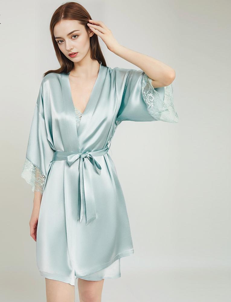 Sexy silk home wear dressing gown