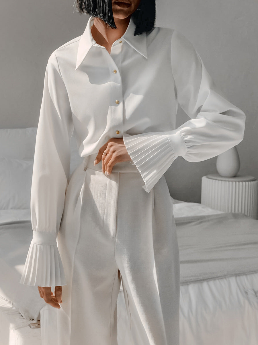 Fashionable design bell sleeve shirt