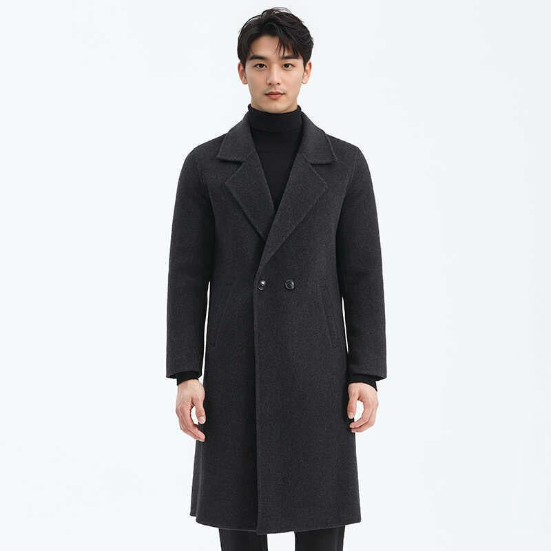 Men's winter thickened mid-length double-faced wool coat