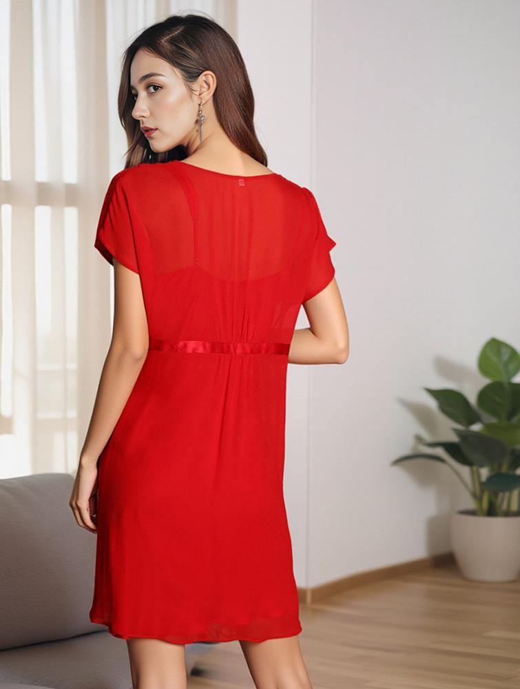 Silk pajamas sexy style 100% mulberry silk nightdress