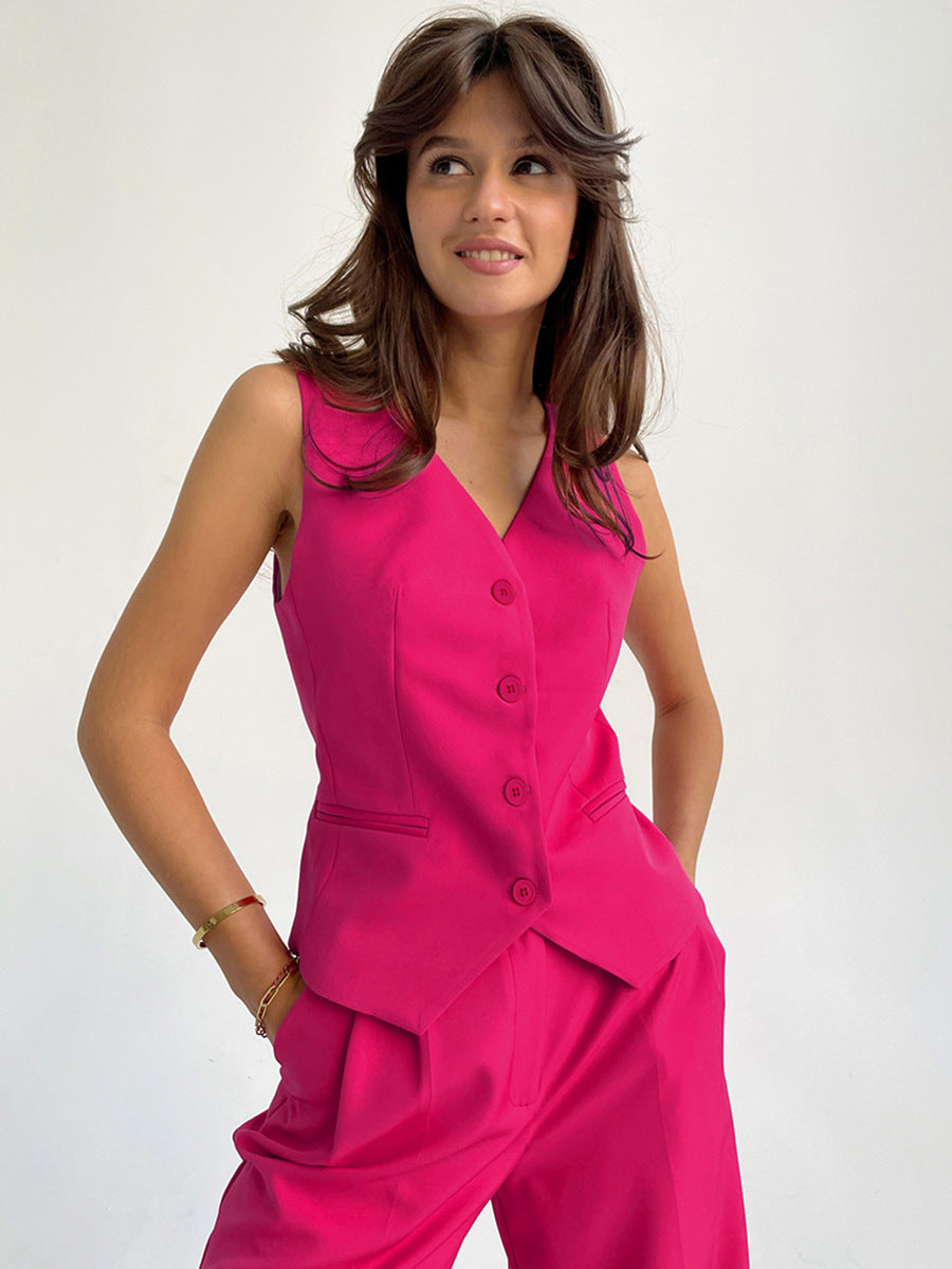 New high-end commuting sleeveless vest trousers two-piece set