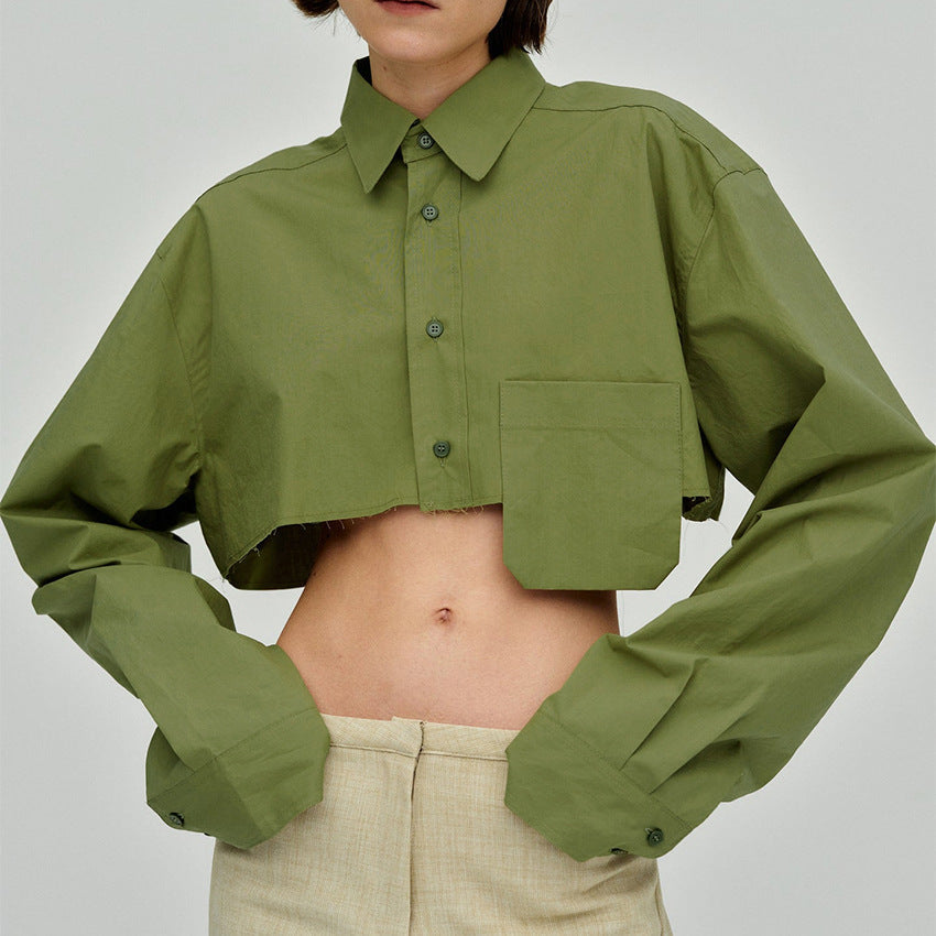 Casual temperament design short white shirt