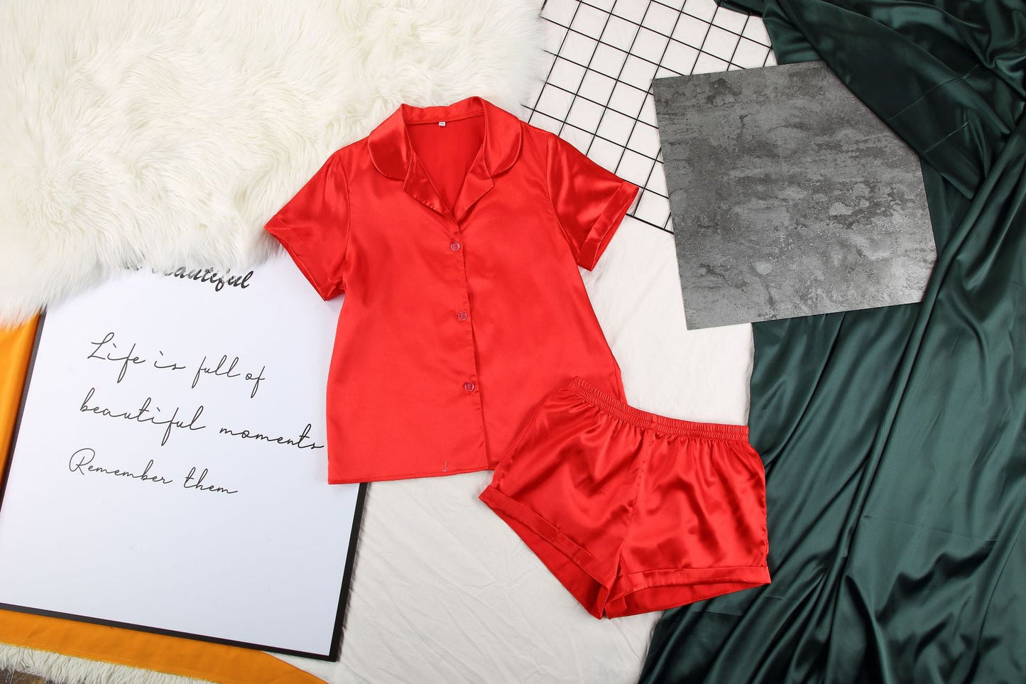 Loose ice silk two-piece pajamas