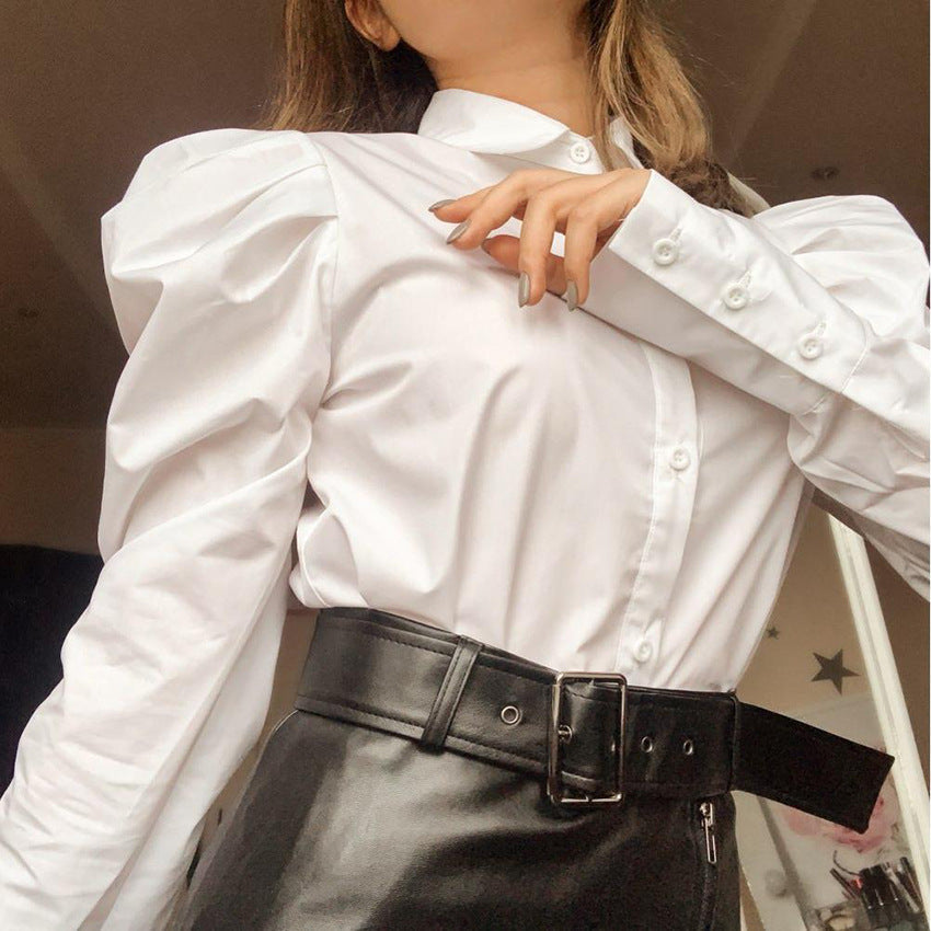 French White Puff Sleeve Shirt