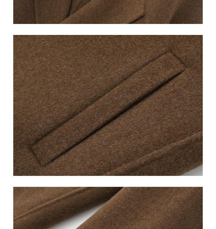 Men's winter thickened mid-length double-faced wool coat
