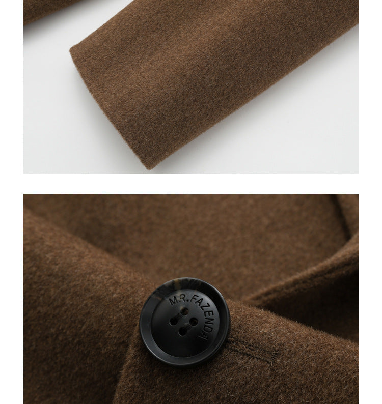 Men's winter thickened mid-length double-faced wool coat