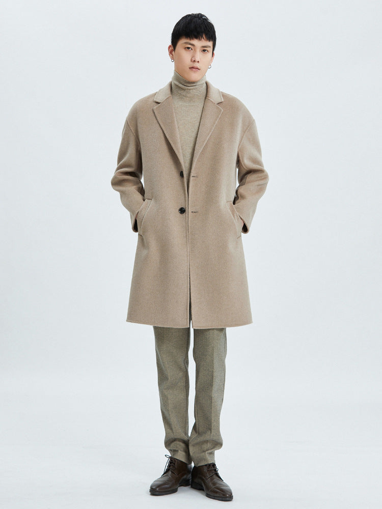 New style wool double-faced coat men's medium-length suit collar coat