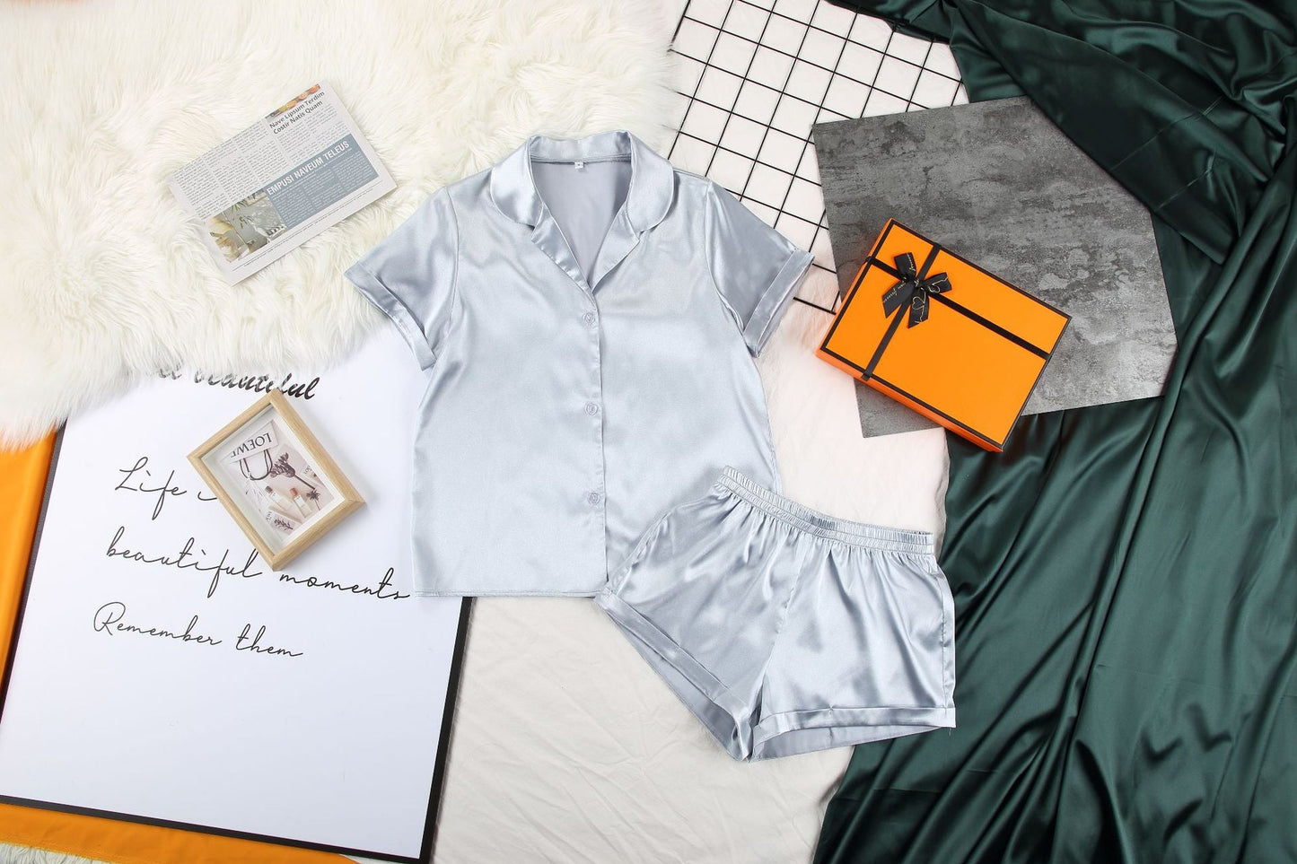 Loose ice silk two-piece pajamas