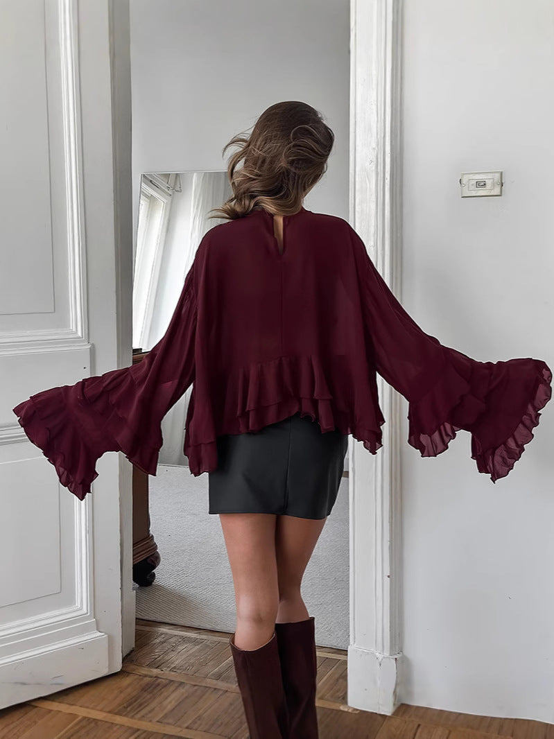 Ruffled Bell Sleeve Shirt