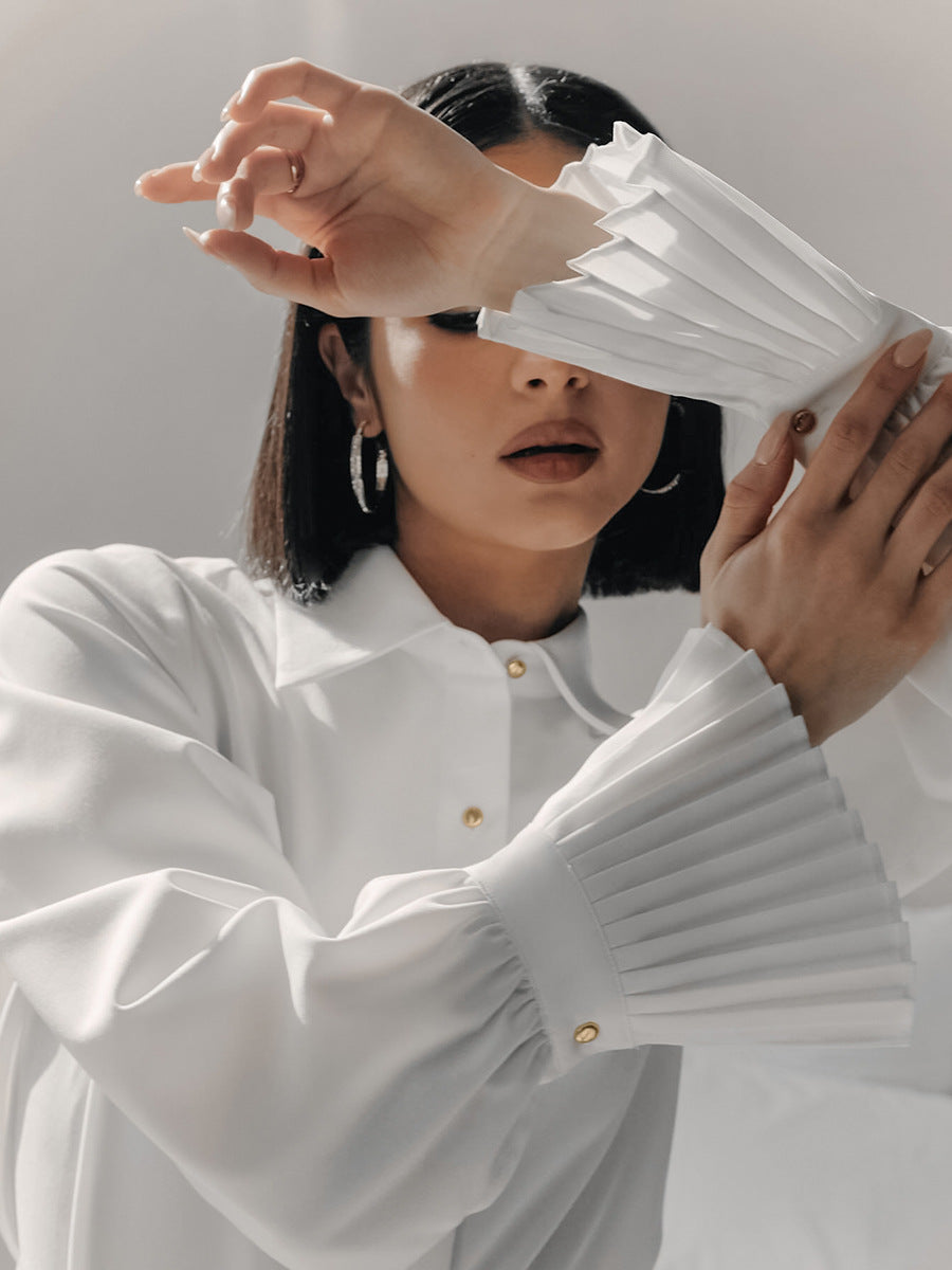 Fashionable design bell sleeve shirt