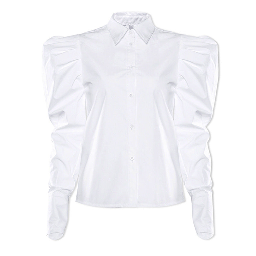 French White Puff Sleeve Shirt