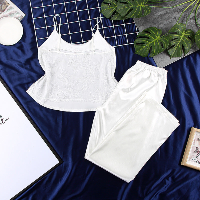 Sexy backless suspender pants pajamas set