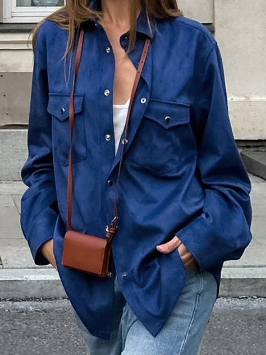 Klein blue loose lapel single-breasted casual versatile jacket