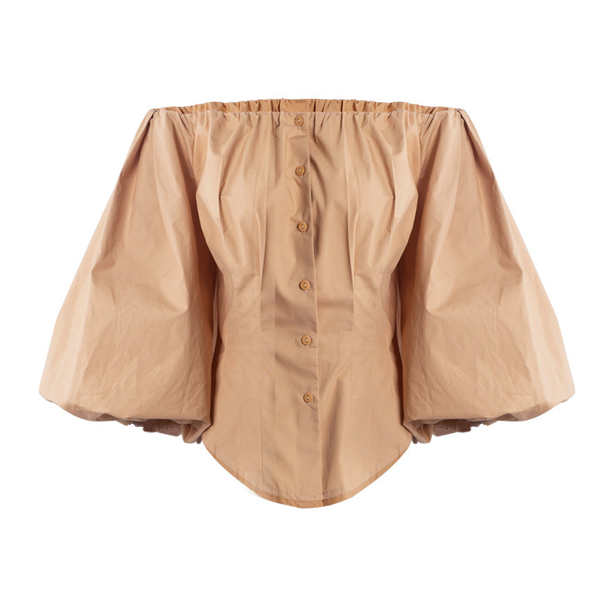 New spring design long sleeve bubble lantern sleeve shirt