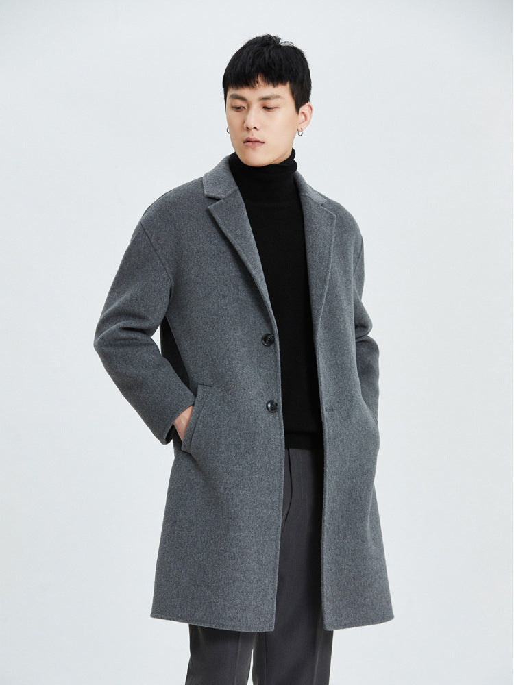 New style wool double-faced coat men's medium-length suit collar coat
