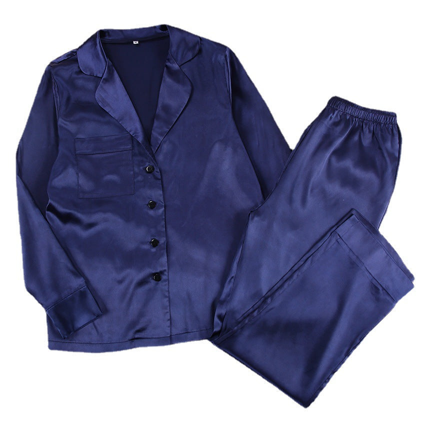 Simple silk lapel fashionable long-sleeved home clothes