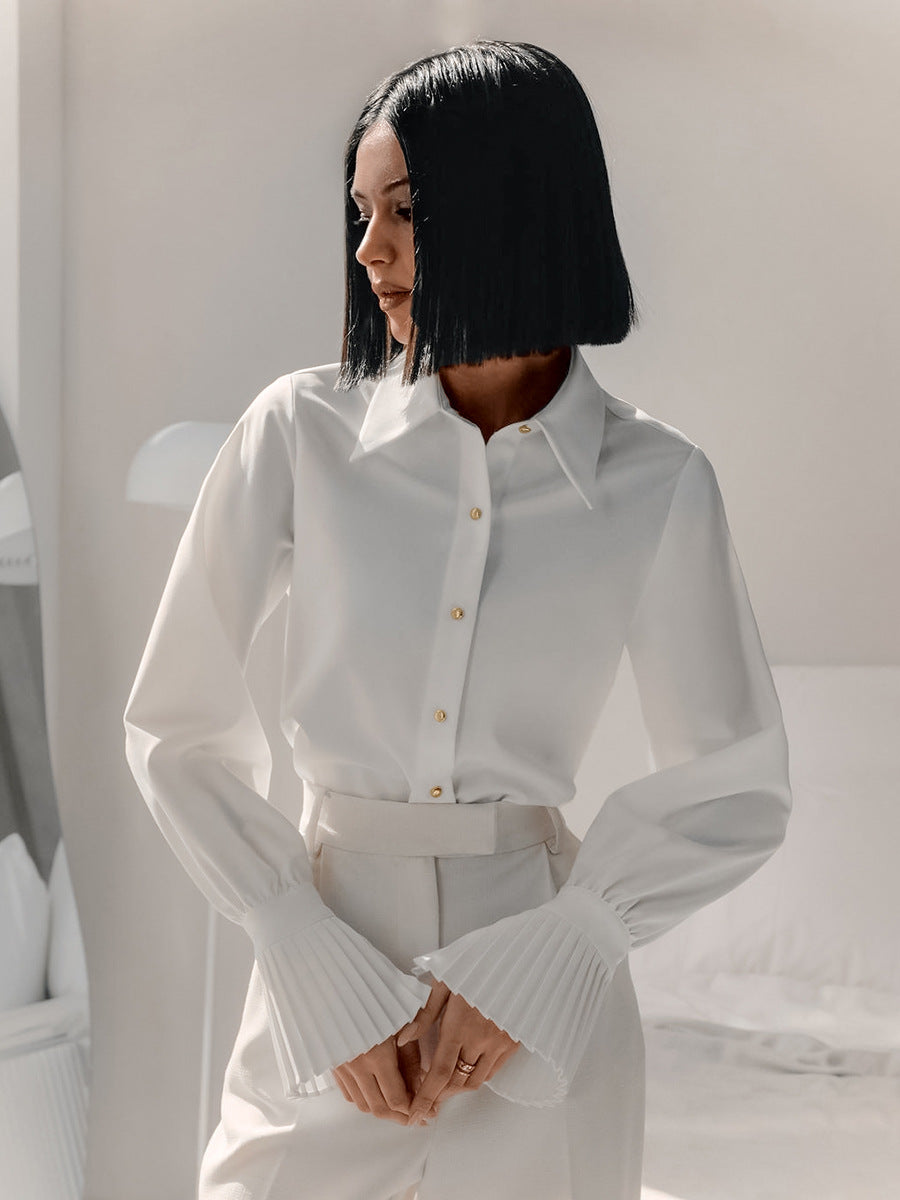 Fashionable design bell sleeve shirt