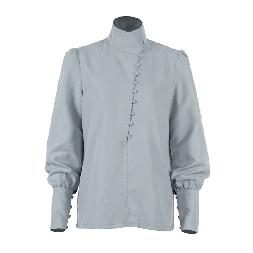 Chinese style stand collar long sleeve shirt