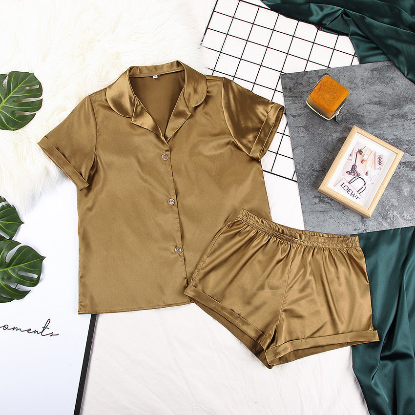 Loose ice silk two-piece pajamas